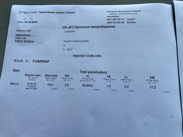 0445115029 Топливные форсунки купить Киев