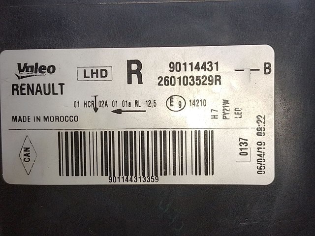 RENAULT 260103529R Правая фара в наличии Кривой Рог