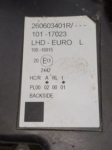 260603401R RENAULT Левая фара купить в Украина