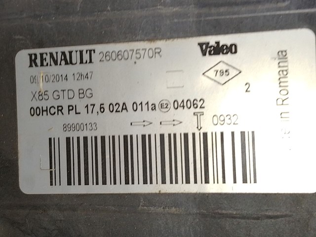 RENAULT 260607570R Левая фара в наличии Сумы