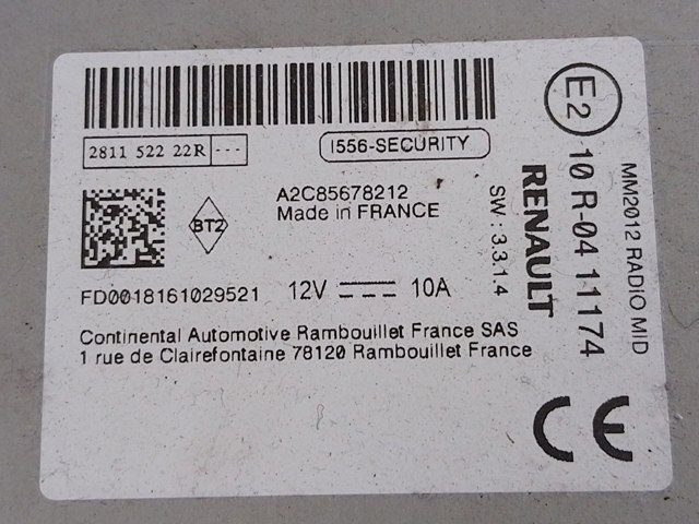 RENAULT 281151536R Магнитола (радио AM/FM) в наличии Сумы