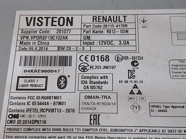281154178R RENAULT Магнитола (радио AM/FM) купить в Чернигов