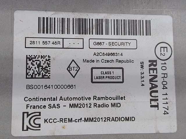 Автомагнитола 281155748R RENAULT