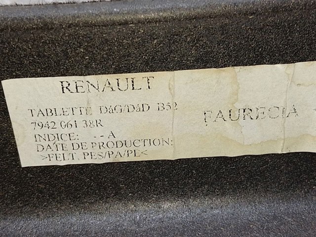 RENAULT 794206138R Полка салона задняя в наличии Запорожье