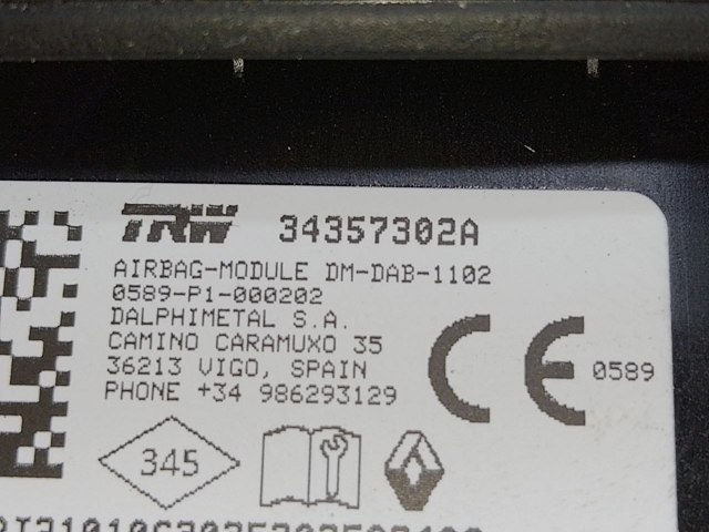 RENAULT 985709705R Подушка безопасности (AIRBAG) водительская в наличии Винница