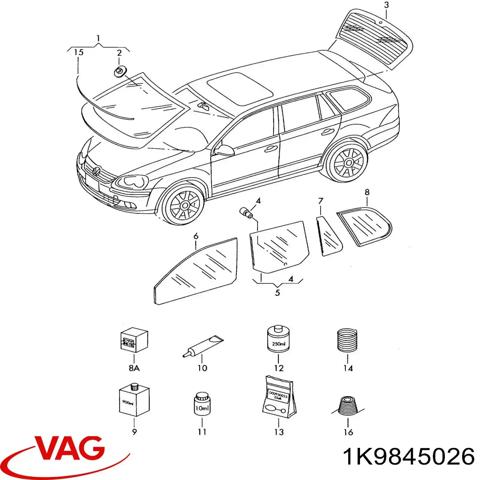 Окно задней двери 1K9845026 VAG