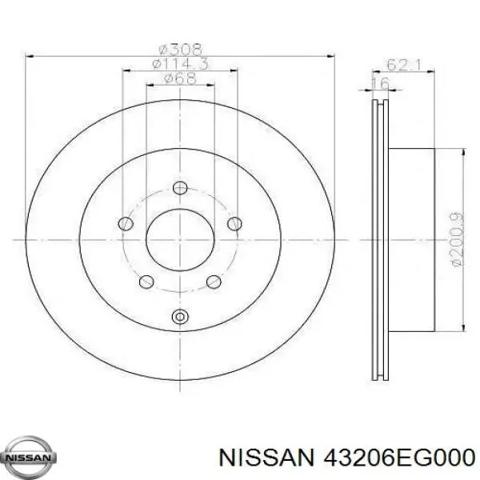 Задний тормозной диск 43206EG000 NISSAN