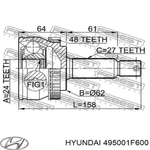 495001F600 HYUNDAI Правая полуось купить в Одесса