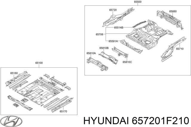 HYUNDAI 657201F210 Лонжерон рамы задний правый в наличии Киев