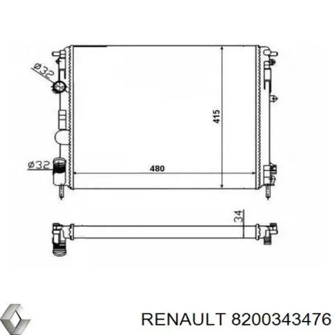 Радиатор системы охлаждения двигателя 8200343476 RENAULT