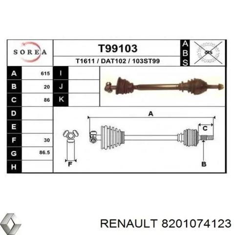 Привод в сборе левый 8201074123 RENAULT