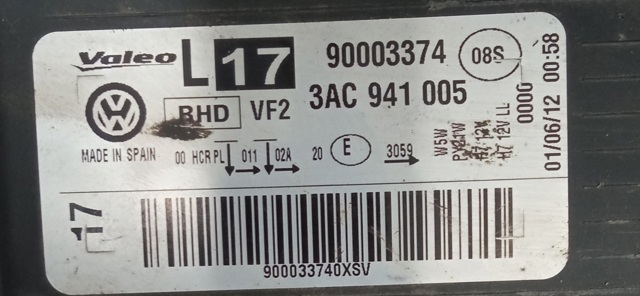 3AC941005 VAG Левая фара купить в Павлоград