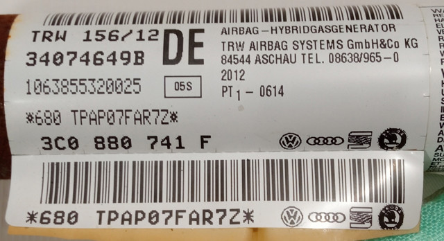 3C0880741F Подушка безопасности (AIRBAG) шторка боковая левая купить Николаев