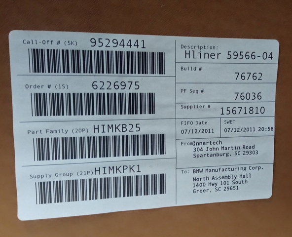 51447289375 BMW Обивка крыши (потолок) купить в Одесса