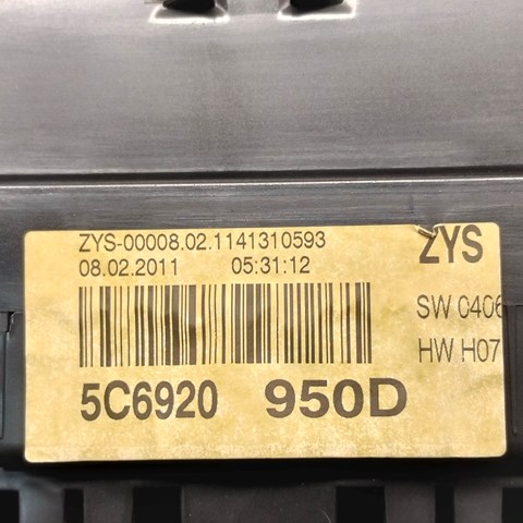 VAG 5C6920950D Приборная доска (щиток приборов) в наличии Ирпень