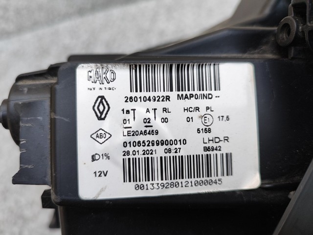 260104922R RENAULT Правая фара купить в Ровно