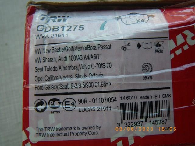 TRW GDB1275 Передние тормозные колодки в наличии Сумы