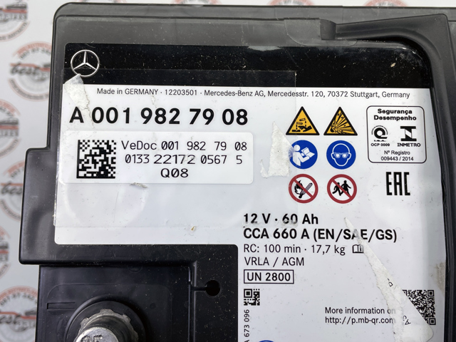Акумулятор (акб) 12v 60ah mercedes cla c117 / gla x156 / ml / gle w166 / c292 / gls x166 / a w176 / glk x204 / e w212 / w213 / s c217 / w222