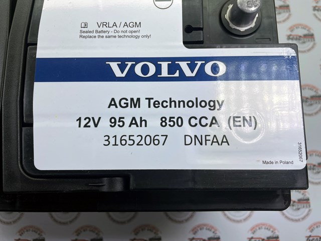 Акумуляторна батарея (акб) 95ah 850a volvo xc90 (16-) / xc60 (18-) / v90 cc (17-) / v90 (17-) / s90 (17-) 31652067