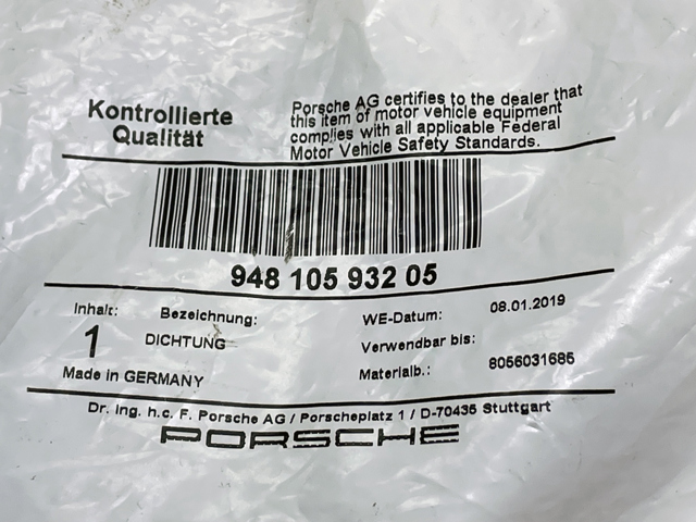 PORSCHE 94810593205 Прокладка клапанной крышки двигателя левая в наличии Хмельницкий