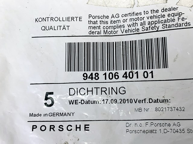 94810640101 PORSCHE Прокладка корпуса термостата купить в Хмельницкий