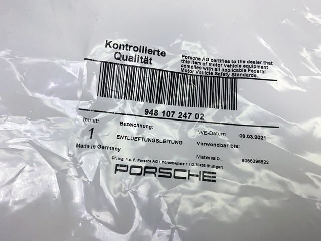 94810724702 PORSCHE Патрубок вентиляции картера (маслоотделителя) купить в Николаев