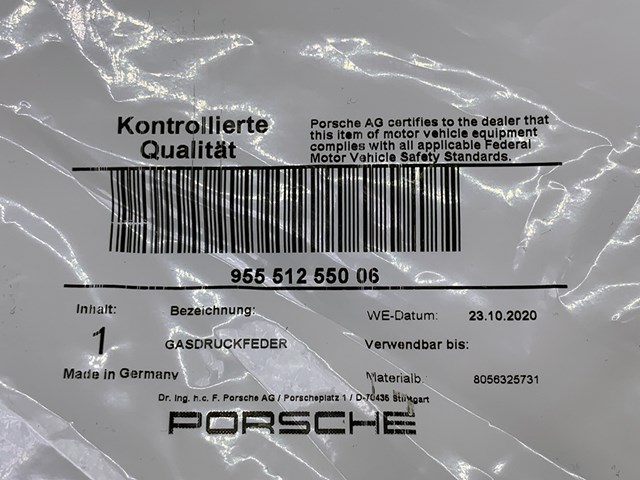 PORSCHE 95551255006 Амортизатор крышки багажника (двери 3/5-й задней) в наличии Полтава