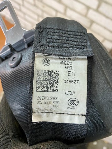 Ремень безопасности задний правый 1K9857806 VAG
