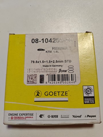 0810420000 GOETZE Комплект поршневых колец на 1 цилиндр, стандарт купить в Запорожье