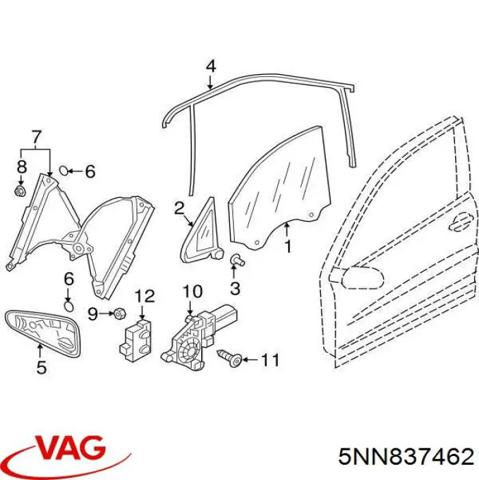 Стеклоподъемник передней правой двери 5NN837462 VAG