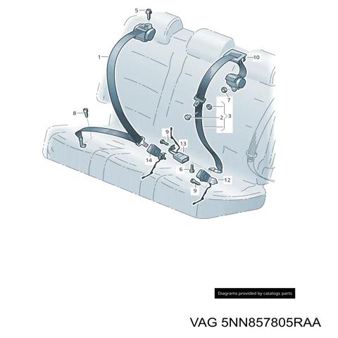 Ремень безопасности задний левый 5NN857805RAA VAG