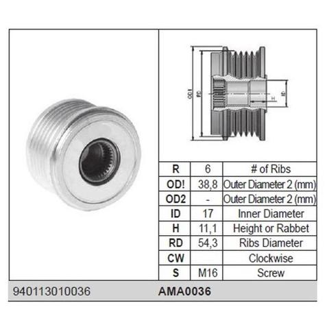 AMA0036 MAGNETI MARELLI Шкив генератора купить в Ирпень