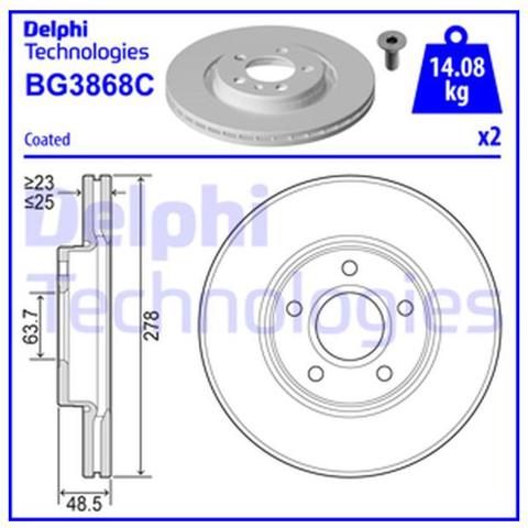 DELPHI BG3868C Диск тормозной передний в наличии Ровно