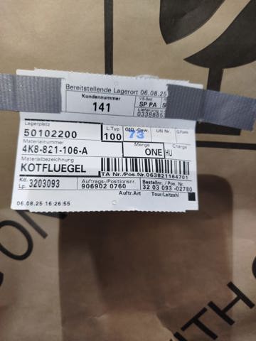 VAG 4K8821106A Крыло переднее правое в наличии Украина