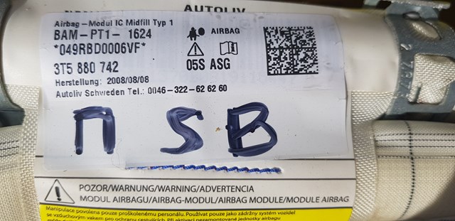 VAG 3T5880742 Подушка безопасности (AIRBAG) шторка боковая правая в наличии Украина