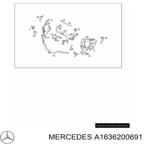 A1636200691 MERCEDES Суппорт радиатора правый (монтажная панель крепления фар) купить в Одесса