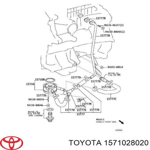 TOYOTA 1571028020 Радиатор масляный в наличии Запорожье