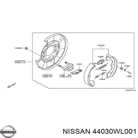 Кожух тормозного диска заднего левый 44030WL001 NISSAN
