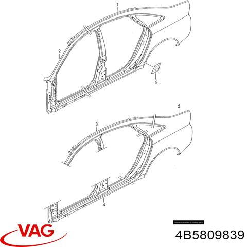 Стойка кузова передняя, левая 4B5809839 VAG