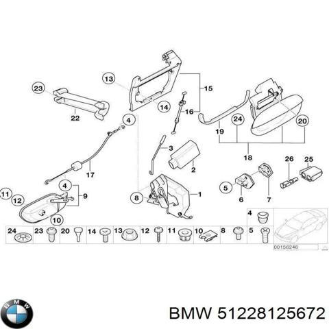 Замок задней правой двери  51228125672 BMW