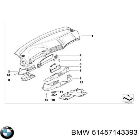 Панель передняя "торпедо" 51457143393 BMW