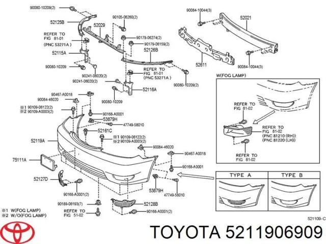 Буфер (бампер) передний 5211906909 TOYOTA
