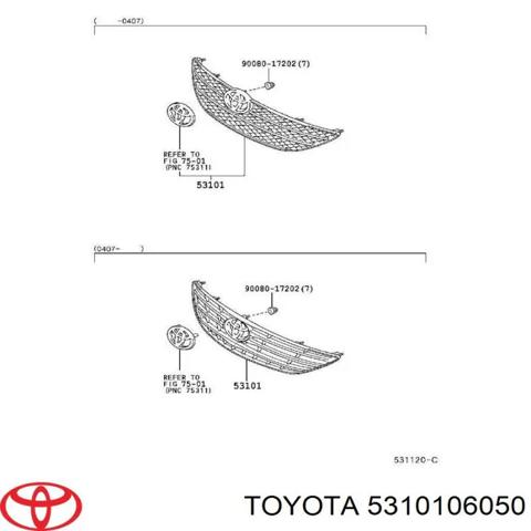 Решетка 5310106050 TOYOTA
