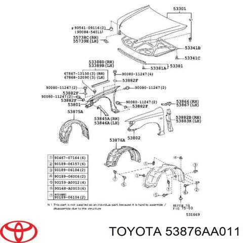 Локер передний левый 53876AA011 TOYOTA