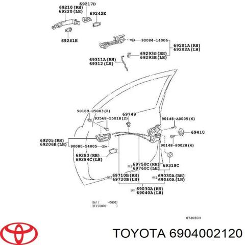 Замок передней левой двери 6904002120 TOYOTA