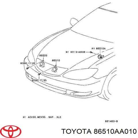 Автомобильный клаксон 86510AA010 TOYOTA