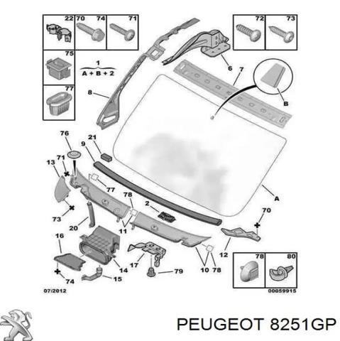 Водосток лобового стекла, жабо 8251GP PEUGEOT