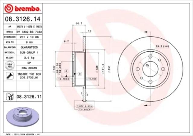Тормозные диски 08312611 BREMBO