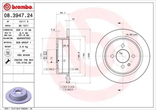 Тормозной диск 08394724 BREMBO