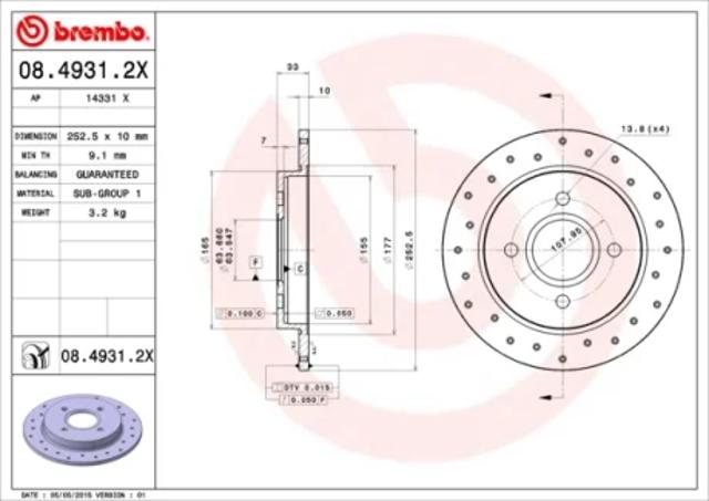 Тормозные диски 0849312X BREMBO
